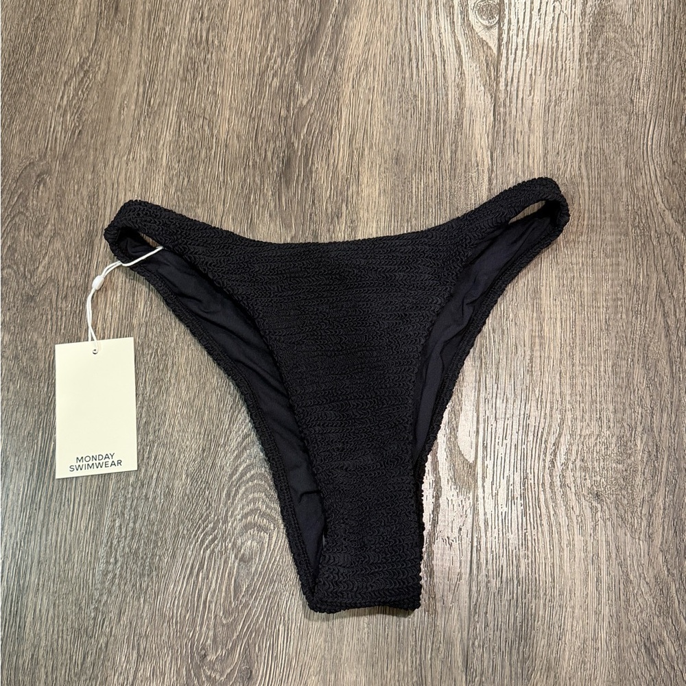 Monday Swimwear Byron Crinkle Black Bikini Bottom
